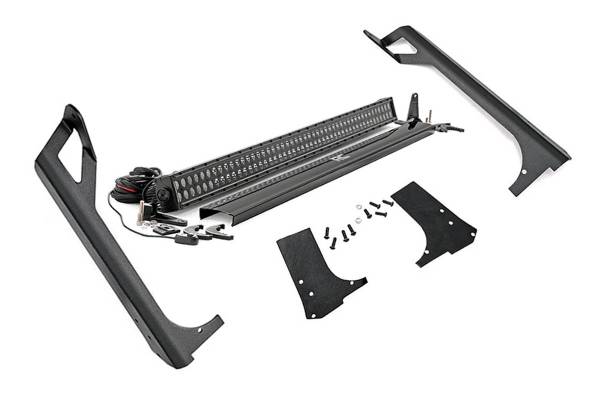 Rough Country - Jeep 50-Inch Straight LED Light Bar Upper Windshield Kit w/ Black Series LED 97-06 TJ Rough Country