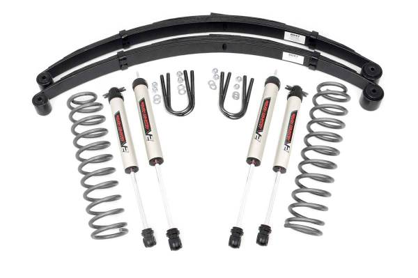 Rough Country - Jeep Cherokee XJ 3 Inch Suspension Lift System w/V2 Shocks Leaf Springs For 84-01 Jeep Cherokee XJ Rough Country