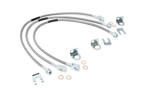 Rough Country - Jeep Front & Rear Stainless Steel Brake Lines 4-6 Inch Lifts XJ/YJ/TJ Rough Country