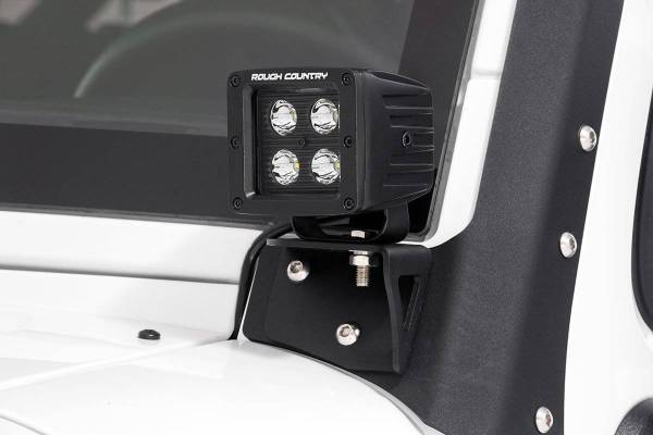 Rough Country - Jeep Lower Windshield Light Mounts 07-18 Wrangler JK For Rough Country 70903, 70903BL, 70804 Rough Country