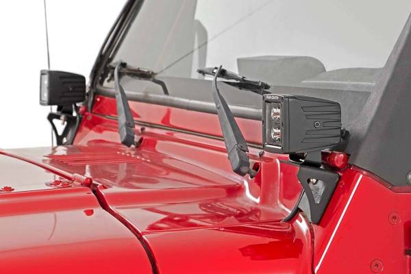 Rough Country - Jeep Lower Windshield Light Mounts 97-06 TJ Wrangler Fits Rough Country 70905 Rough Country