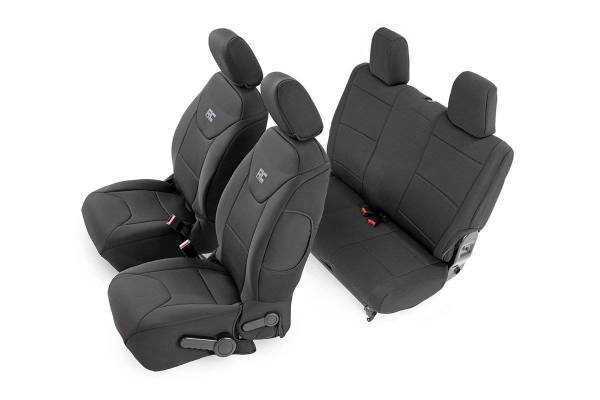 Rough Country - Jeep Neoprene Seat Cover Set Black 11-12 Wrangler JK 2 Door Rough Country