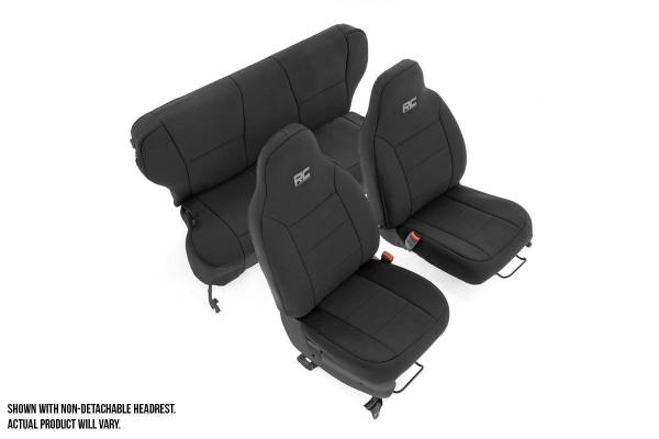 Rough Country - Jeep Neoprene Seat Cover Set Black 97-01 XJ w/Detachable Headrest Rough Country