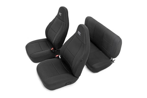 Rough Country - Jeep Neoprene Seat Cover Set Black 97-02 Wrangler TJ Rough Country