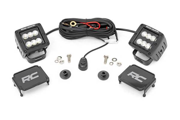 Rough Country - LED Light Ditch Mount 2 Inch Black Series Pair Flood Pattern 21-22 Ford Bronco Rough Country