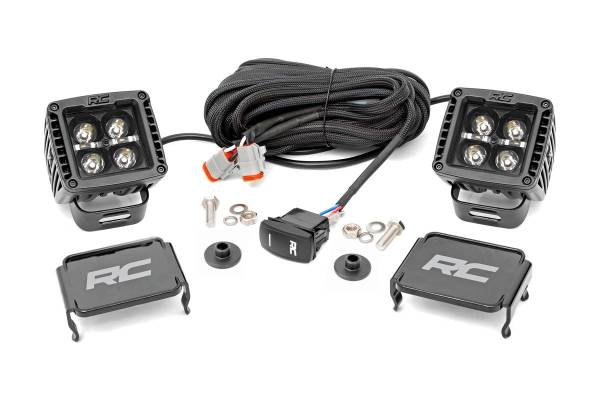 Rough Country - LED Light Ditch Mount 2 Inch Black Series Pair White DRL 21-22 Ford Bronco Rough Country