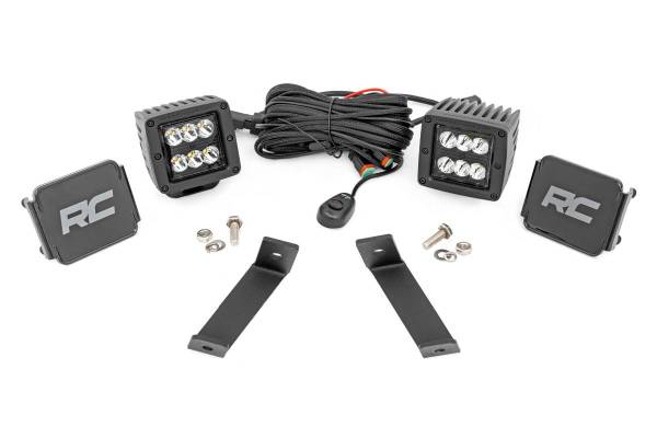 Rough Country - LED Light Kit Ditch Mount 2 Inch Black Pair Spot Jeep KL 14-21 Rough Country