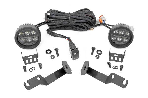 Rough Country - LED Light Kit Ditch Mount Black Series Round 3.5 Inch Amber DRL Toyota Tacoma (05-15) Rough Country