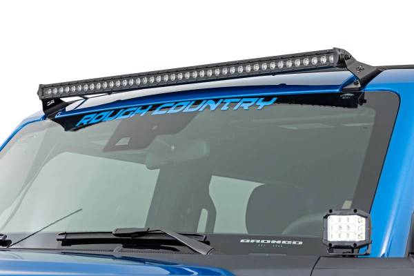 Rough Country - LED Light Upper Windshield 40 Inch Black Single Row 21-22 Ford Bronco Rough Country