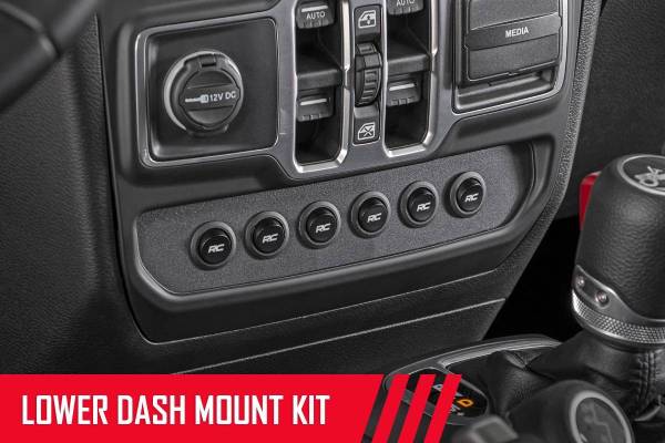 Rough Country - MLC-6 Multiple Light Controller Lower Dash Mount Kit 18-20 Wrangler JL, 20 Gladiator JT Rough Country