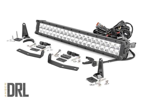 Rough Country - Nissan 20 Inch LED Bumper Kit Chrome Series w/Amber DRL 16-20 Titan XD Rough Country