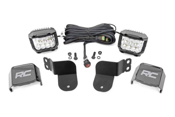 Rough Country - Polaris Dual LED Cube Kit Black Series w/3 Inch OsRAM Wide Angle LED 16-20 General Rough Country