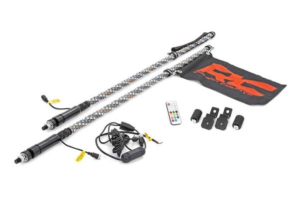 Rough Country - Polaris LED Whip Light Bed Mount Kit w/ LED Whip Lights 17-20 General/14-20 Ranger Rough Country