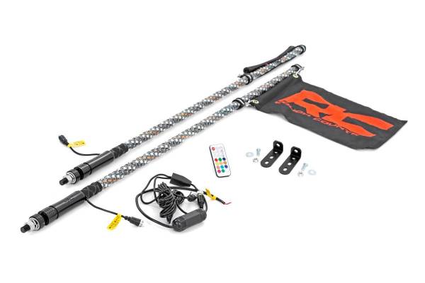 Rough Country - Polaris LED Whip Light Bed Mount Kit w/LED Whip Lights 12-20 Polaris RZR 170 EFI Rough Country