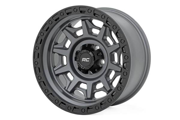 Rough Country - Rough Country 85 Series Wheel Simulated Beadlock Gunmetal Gray/Black 17x9 5x4.5 -12mm Rough Country