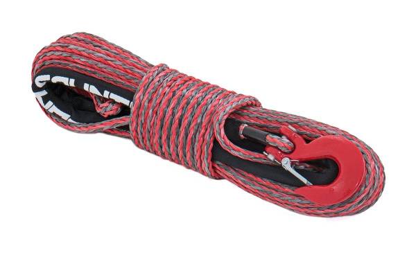 Rough Country - Synthetic Rope 85 Feet Rated Up to 16,000 Lbs 3/8 Inch Includes Clevis Hook and Protective Sleeve Red/Grey Combo Rough Country