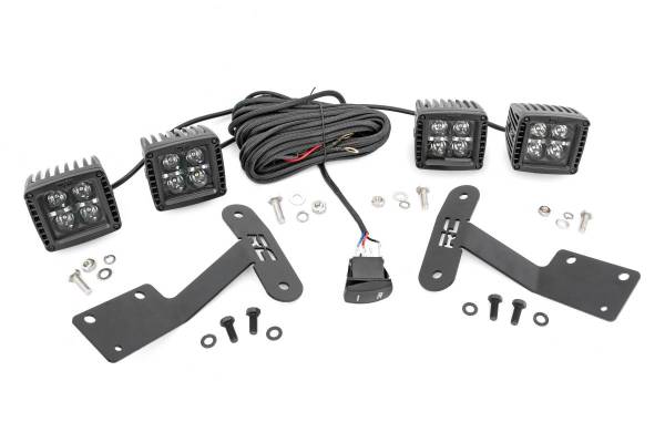 Rough Country - Toyota 2-inch LED Lower Windshield Ditch Kit (14-20 Tundra Black Series w/ Cool White DRL) Rough Country