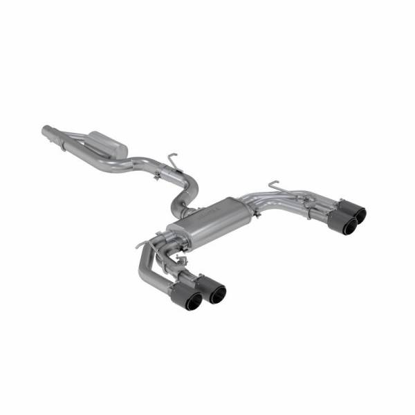 MBRP - 2015-2020 Audi S3 T304 Stainless Steel 3 Inch Cat Back Quad Split Rear Exit with Carbon Fiber Tips Active Exhaust MBRP