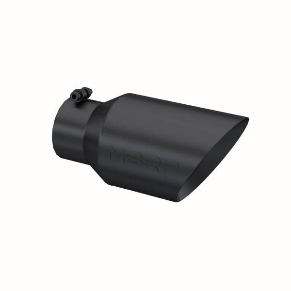 MBRP - Black Coated Exhaust Tail Pipe Tip 6 Inch OD Dual Wall Angled 4 Inch Inlet 12 Inch Length MBRP