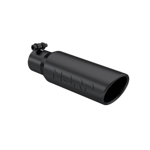 MBRP - Exhaust Tip 3 1/2 Inch O.D. Angled Rolled End 2 1/2 Inch Inlet 12 Inch Length-Black Finish MBRP