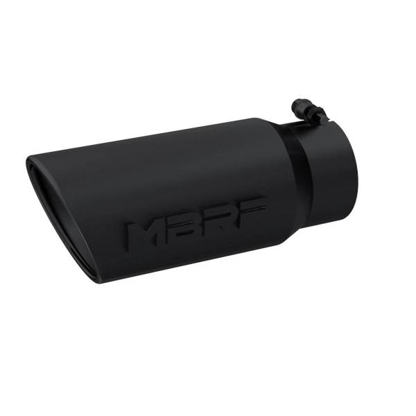 MBRP - Exhaust Tip 5 Inch O.D. Angled Rolled End 4 Inch Inlet 12 Inch Length-Black Finish MBRP