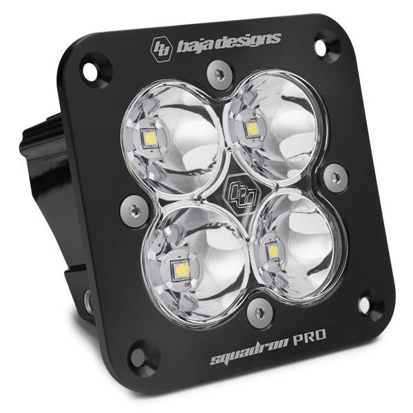 Baja Designs - Flush Mount LED Light Pod Black Clear Lens Spot Pattern Squadron Pro Baja Designs