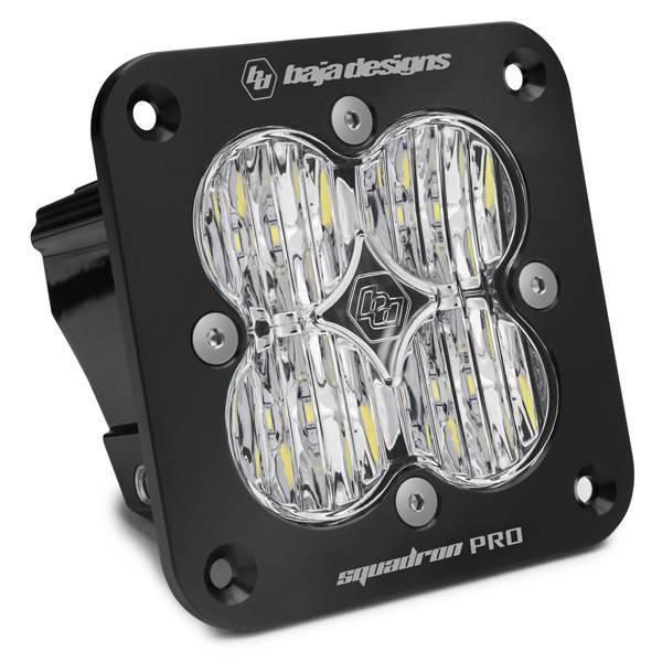 Baja Designs - Flush Mount LED Light Pod Black Clear Lens Wide Cornering Pattern Squadron Pro Baja Designs