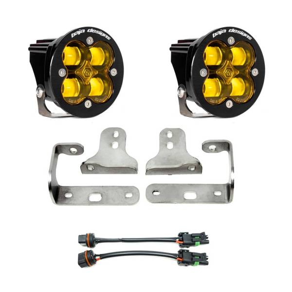 Baja Designs - Jeep JL Fog Light Squadron-R SAE 18-Pres Wrangler JL Sport/Sport-S Fog Pocket Kit Amber Baja Designs