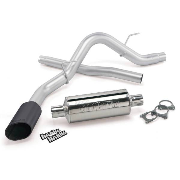 Banks Power - Monster Exhaust System Single Exit Black Ob Round Tip 11-14 Ford F-150 3.5L EcoBoost 5.0 6.2L all Cab/Bed Banks Power