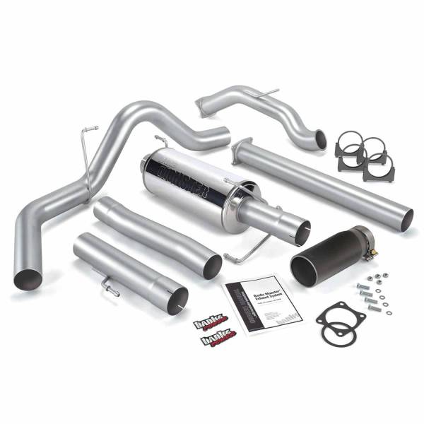 Banks Power - Monster Exhaust System Single Exit Black Round Tip 03-04 Dodge 5.9 SCLB/CCSB W/Catalytic Converter Banks Power