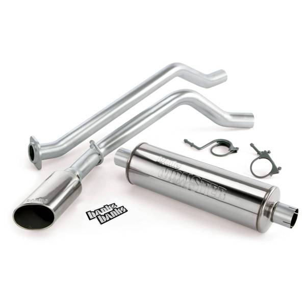 Banks Power - Monster Exhaust System Single Exit Chrome Ob Round Tip 09 Chevy 5.3L CCSB-ECSB FFV Flex-Fuel Vehicle Banks Power