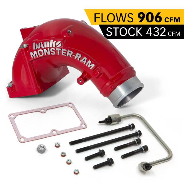 Banks Power - Monster-Ram Intake Elbow Kit W/Fuel Line 3.5 Inch Red Powder Coated 07.5-18 Dodge/Ram 2500/3500 6.7L Banks Power