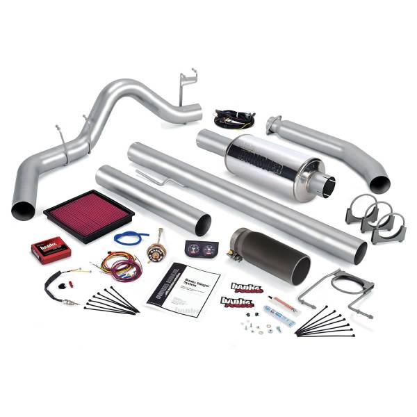 Banks Power - Stinger Bundle Power System W/Single Exit Exhaust Black Tip 01 Dodge 5.9L Extended Cab 235hp Banks Power