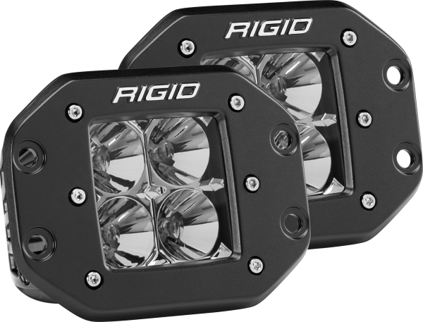 Rigid Industries - Flood Flush Mount Black Pair D-Series Pro RIGID Industries