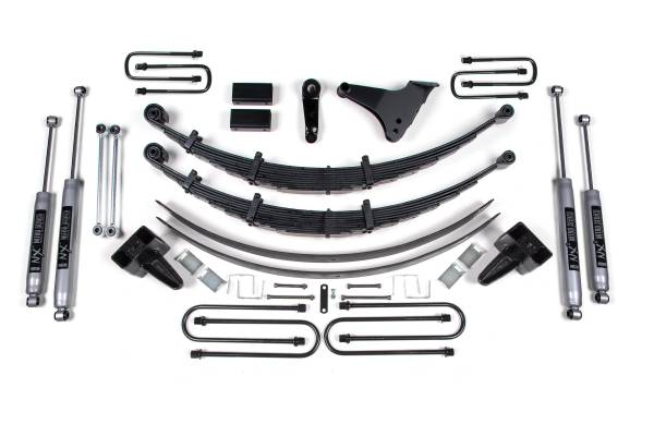 BDS Suspension - 6 Inch Lift Kit Ford F250/F350 Super Duty 99-04 4WD Raduus U Bolt Leaf Springs w/NX2 Nitro Shocks