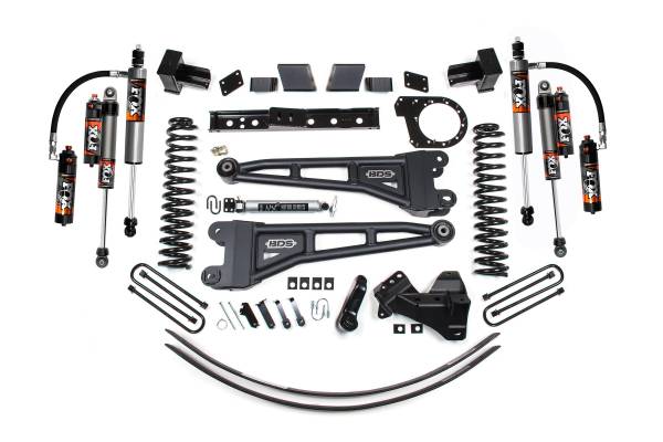 BDS Suspension - 6 Inch Lift Kit w/ Radius Arm Ford F250/F350 Super Duty 17-19 4WD Diesel 5 Inch Block 3 Leaf Main Fox 2.5 Performance Elite