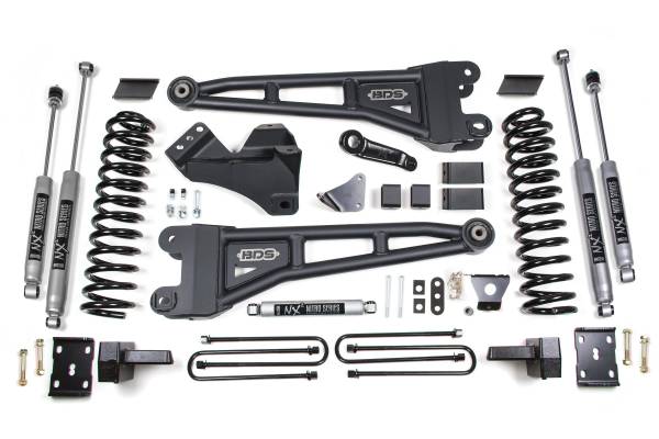 BDS Suspension - 6 Inch Lift Kit w/ Radius Arm Ford F250/F350 Super Duty 08-10 4WD Gas Block with Factory Overload NX2 Nitro