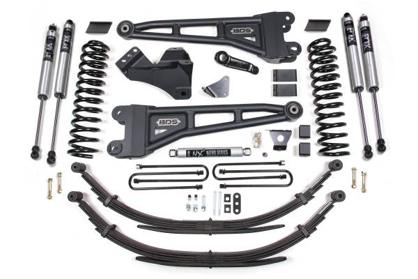 BDS Suspension - 6 Inch Lift Kit w/ Radius Arm Ford F250/F350 Super Duty 08-10 4WD Diesel Leaf Springs Fox 2.0 Performance