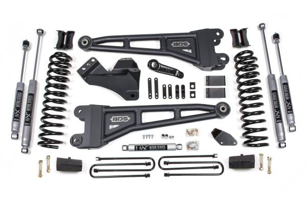 BDS Suspension - 4 Inch Lift Kit w/ Radius Arm Ford F250/F350 Super Duty 08-10 4WD Diesel Leaf Springs NX2 Nitro Shocks