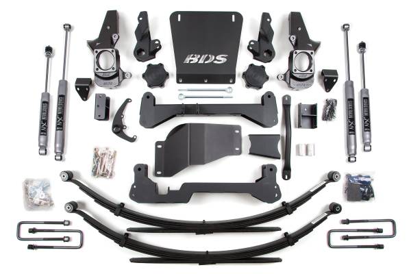 BDS Suspension - 7 Inch Lift Kit Silverado/Sierra 2500HD/3500 01-10 4WD Standard Knuckle Leaf Springs NX2 Nitro Shocks