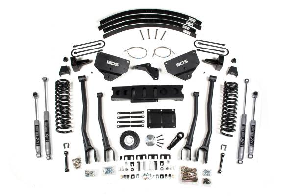 BDS Suspension - 8 Inch Lift Kit w/ 4-Link Ram 3500 13-18 4WD Diesel Rear Leaf Springs 8 Bolt Indexing Ring NX2 Nitro Shocks