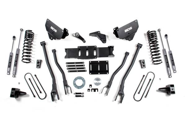 BDS Suspension - 6 Inch Lift Kit w/ 4-Link Ram 3500 13-18 4WD Diesel Leaf Springs 8 Bolt Indexing Ring NX2 Nitro Shocks