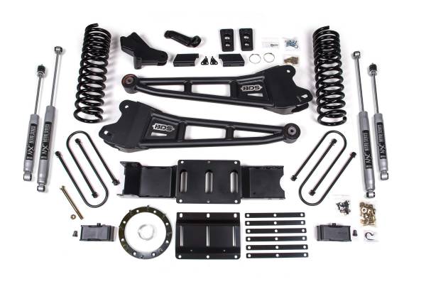 BDS Suspension - 4 Inch Lift Kit w/ Radius Arm 2 Inch Rear Block Ram 3500 19-24 4WD Diesel With Factory Rear Overload Leaf 8 Bolt NX2 Nitro Shocks