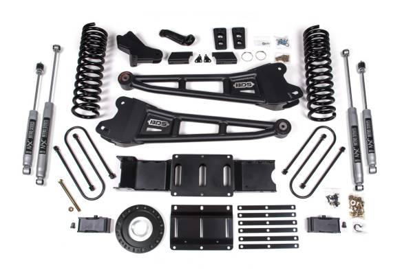 BDS Suspension - 4 Inch Lift Kit w/ Radius Arm 2 Inch Rear Block Ram 3500 19-24 4WD Diesel With Factory Rear Overload Leaf 8 Bolt Fox 2.0 Performance Shocks