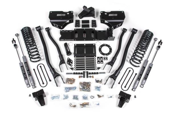 BDS Suspension - 5.5 Inch Lift Kit w/ 4-Link Ram 3500 19-24 4WD Gas Factory Rear Overload Leaf NX2 Nitro Shocks