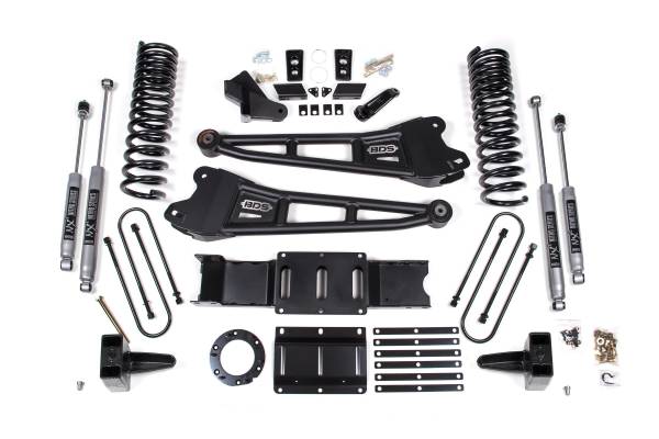 BDS Suspension - 5.5 Inch Lift Kit w/ Radius Arm Ram 3500 19-24 4WD Gas With Factorry Rear Overload Leaf NX2 Nitro Shocks