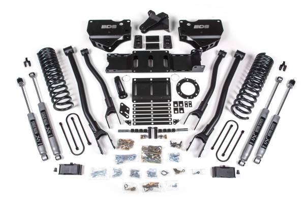 BDS Suspension - 4 Inch Lift Kit w/ 4-Link Ram 3500 19-23 4WD Gas With Factory Rear Overload Leaf NX2 Nitro Shocks