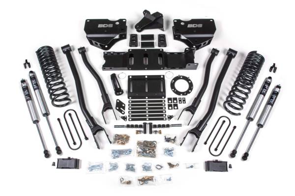 BDS Suspension - 4 Inch Lift Kit w/ 4-Link Ram 3500 19-23 4WD Gas Without Factory Rear Overload Leaf Fox 2.0 Performance Shocks