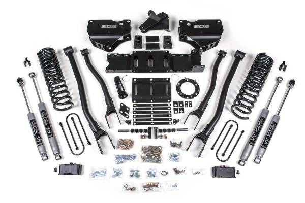 BDS Suspension - 4 Inch Lift Kit w/ 4-Link Ram 3500 19-24 4WD Diesel With Factory Rear Overload Leaf 6 Bolt NX2 Nitro Shocks