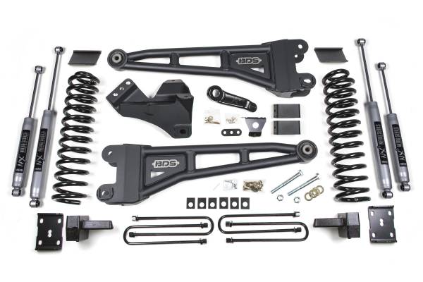 BDS Suspension - 4 Inch Lift Kit w/ Radius Arm Ford F250/F350 Super Duty 11-16 4WD Gas Leaf Springs Fox 2.0 Performance Shocks